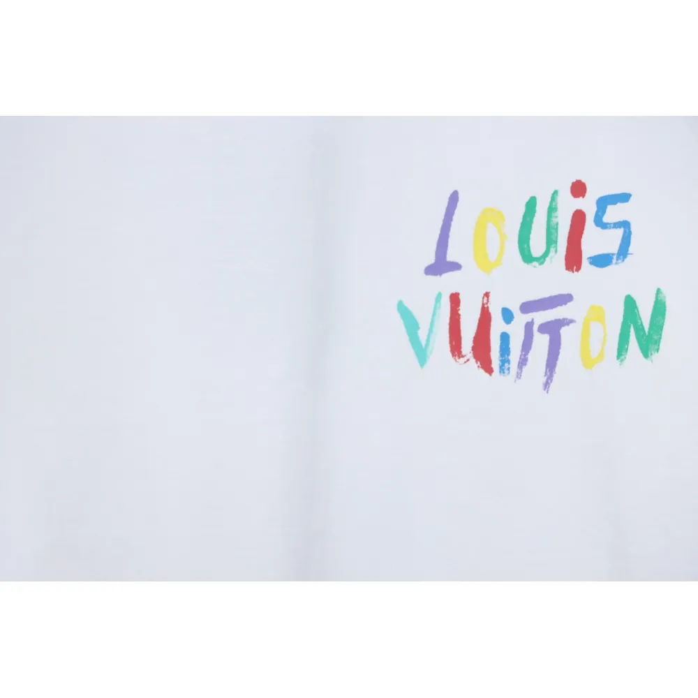 Louis Vuitton 25ss hand-painted colorful logo graffiti short-sleeved T-shirt White
