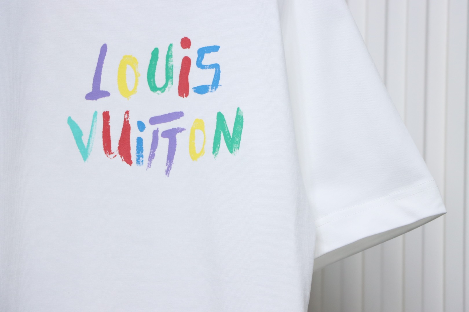 Louis Vuitton 25ss hand-painted colorful logo graffiti short-sleeved T-shirt White