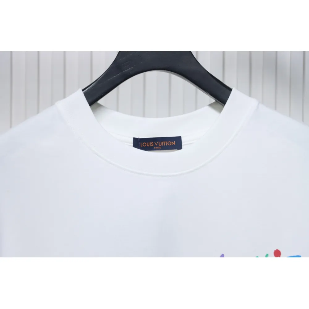 Louis Vuitton 25ss hand-painted colorful logo graffiti short-sleeved T-shirt White