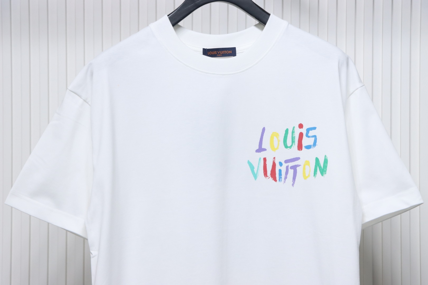 Louis Vuitton 25ss hand-painted colorful logo graffiti short-sleeved T-shirt White