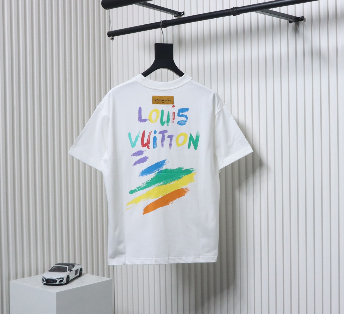Louis Vuitton 25ss hand-painted colorful logo graffiti short-sleeved T-shirt White