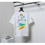 Louis Vuitton 25ss hand-painted colorful logo graffiti short-sleeved T-shirt White