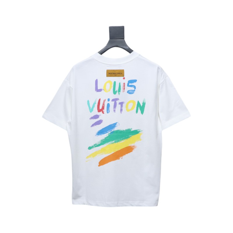 Louis Vuitton 25ss hand-painted colorful logo graffiti short-sleeved T-shirt White