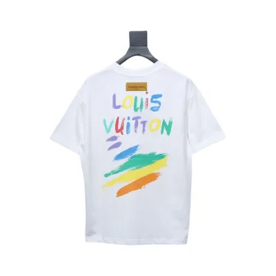 Louis Vuitton 25ss hand-painted colorful logo graffiti short-sleeved T-shirt White 01