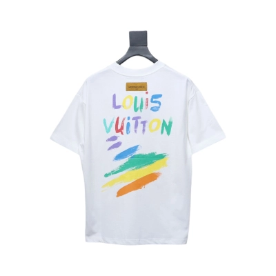 Louis Vuitton 25ss hand-painted colorful logo graffiti short-sleeved T-shirt White 01