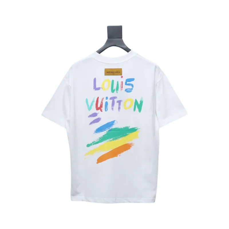 Louis Vuitton 25ss hand-painted colorful logo graffiti short-sleeved T-shirt White