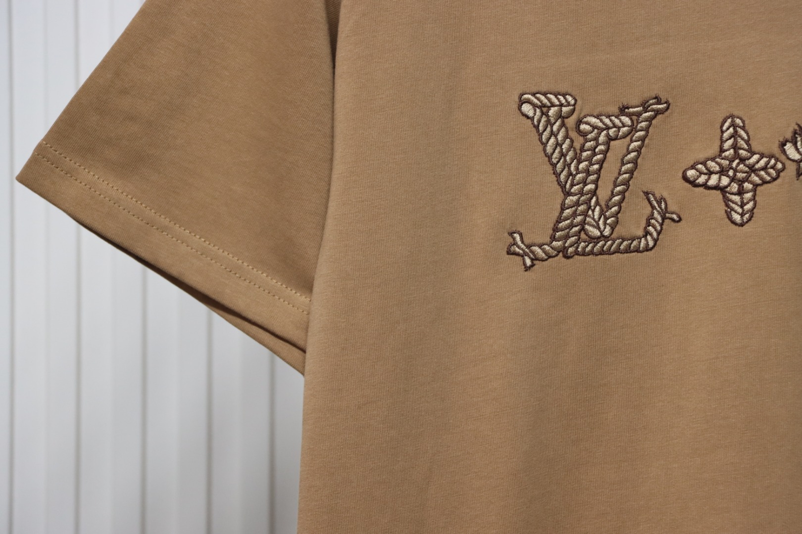 Louis Vuitton 25ss hemp rope knot embroidered short sleeves