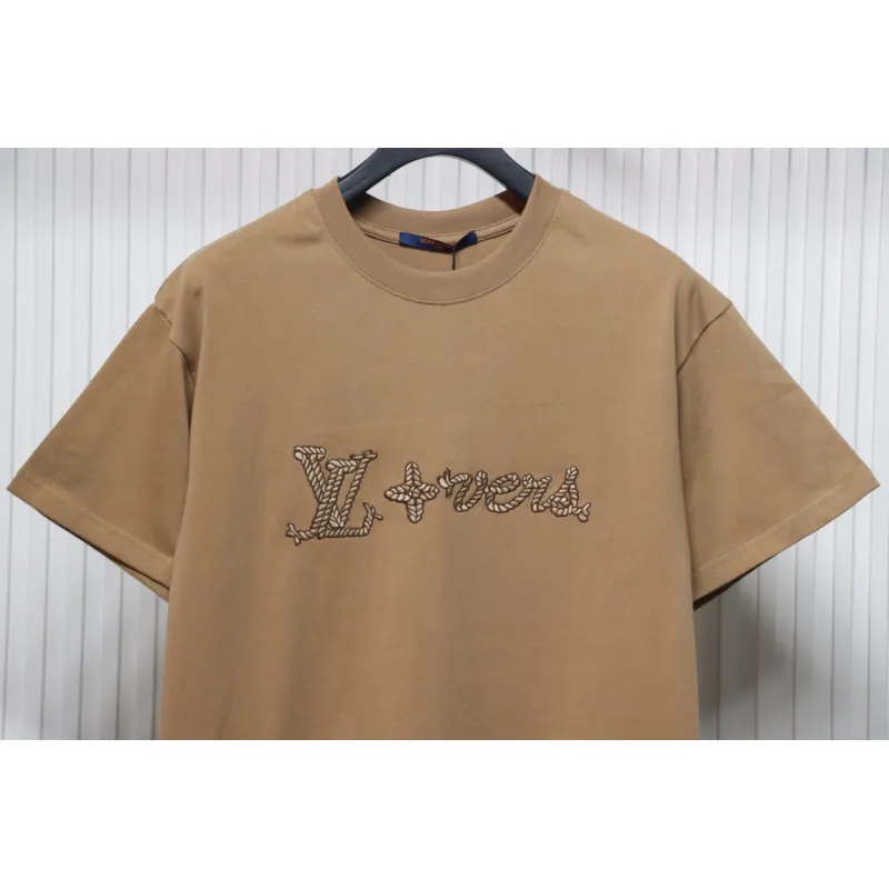 Louis Vuitton 25ss hemp rope knot embroidered short sleeves