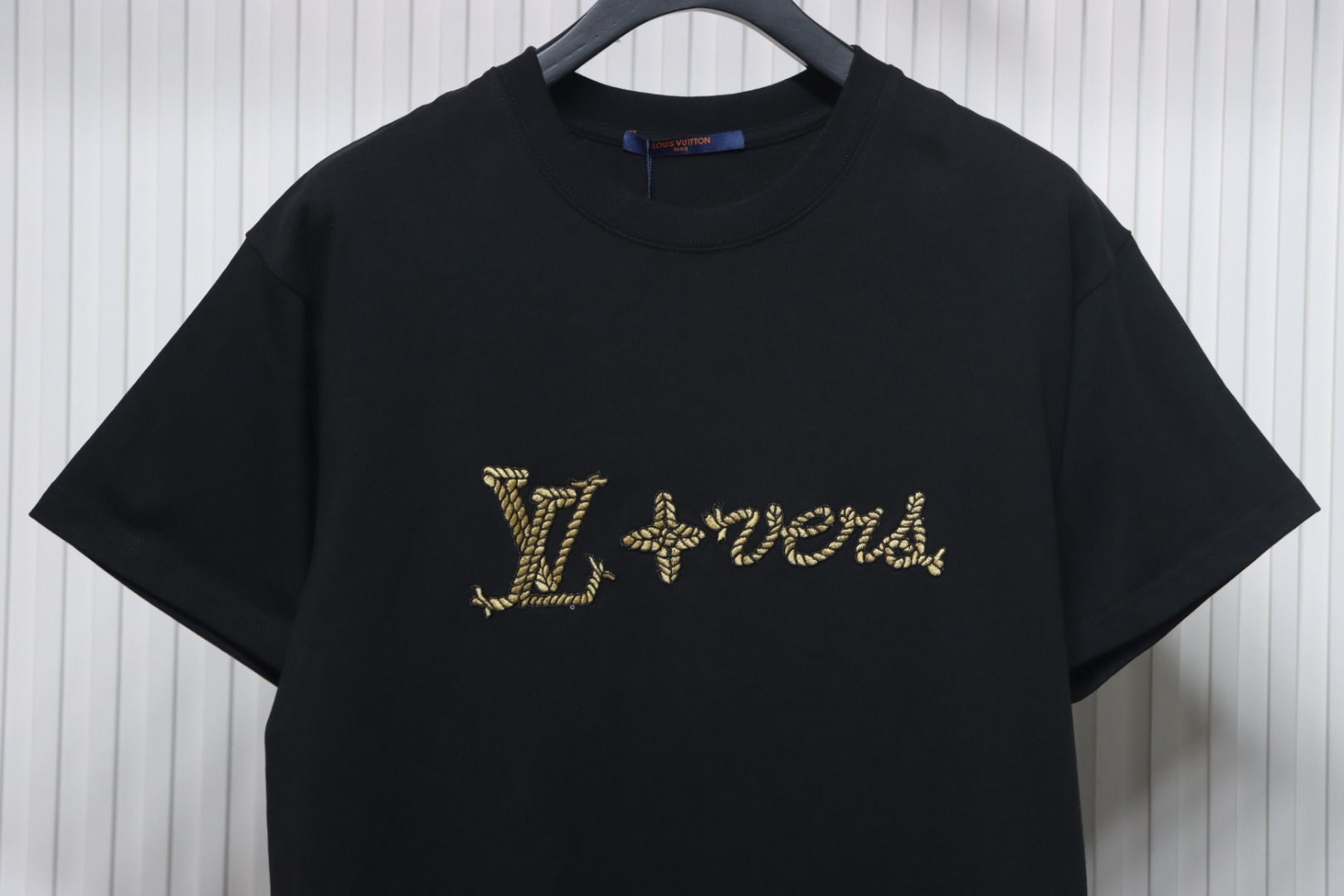 Louis Vuitton 25ss hemp rope knot embroidered short sleeves black