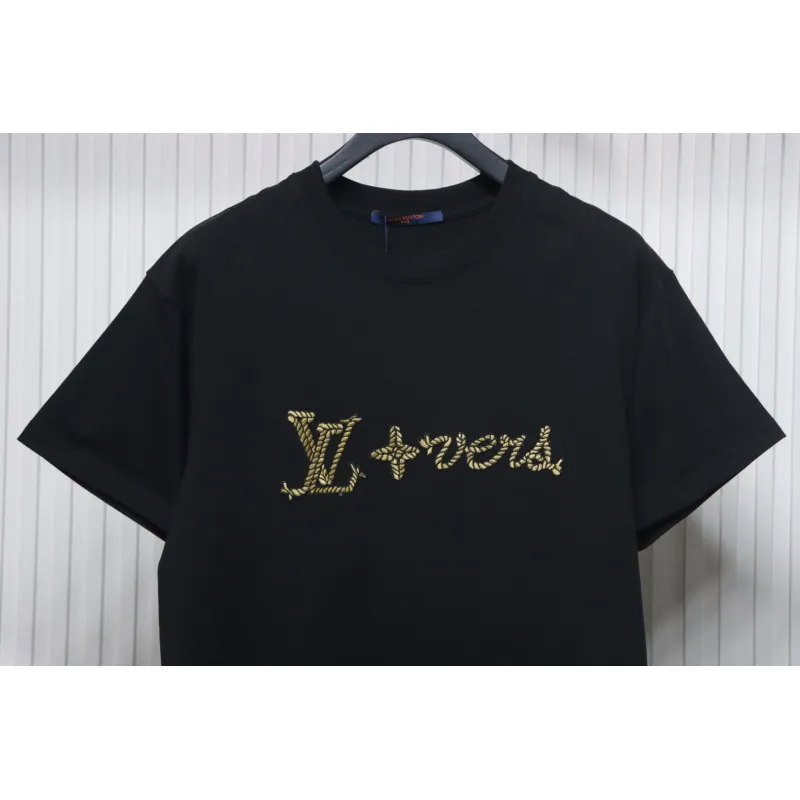 Louis Vuitton 25ss hemp rope knot embroidered short sleeves black