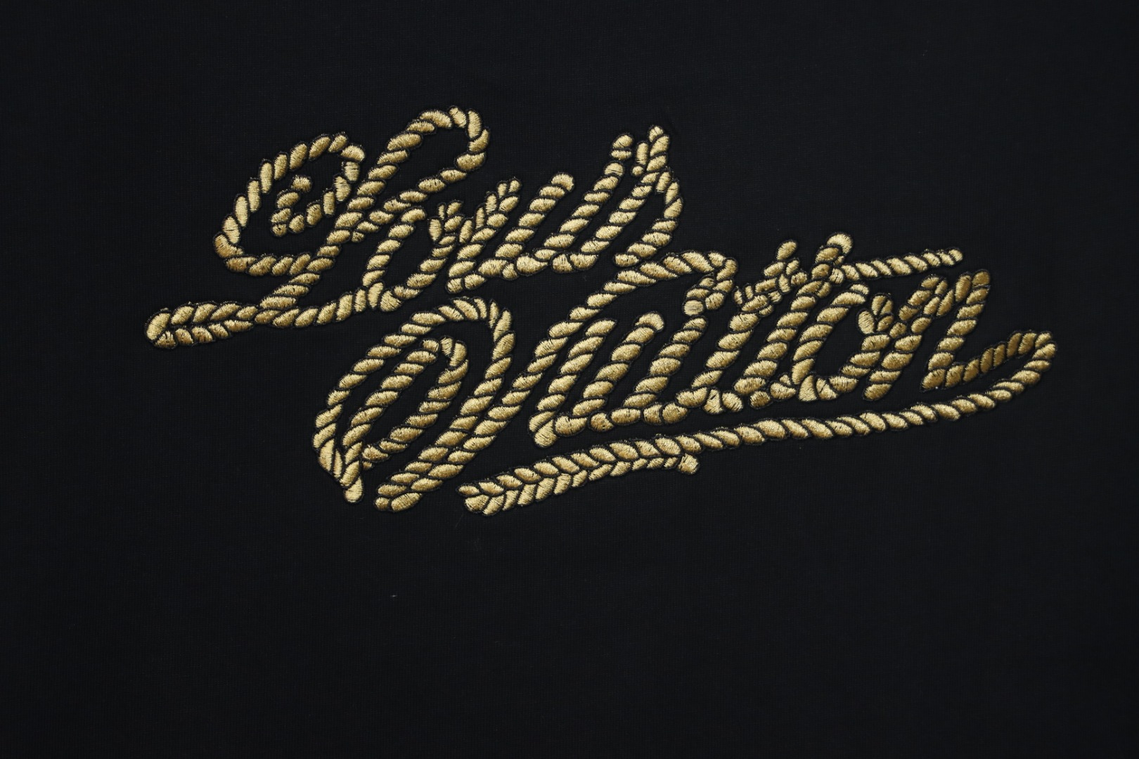 Louis Vuitton 25ss hemp rope knot embroidered short sleeves black