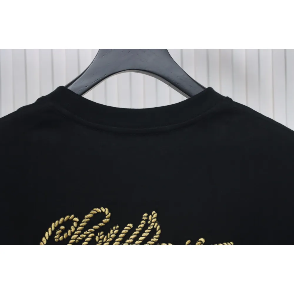Louis Vuitton 25ss hemp rope knot embroidered short sleeves black