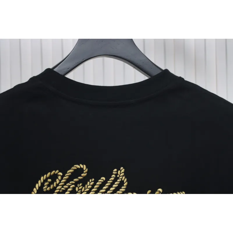 Louis Vuitton 25ss hemp rope knot embroidered short sleeves black