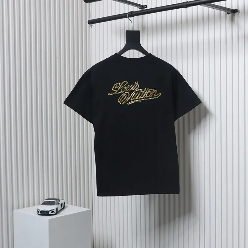 Louis Vuitton 25ss hemp rope knot embroidered short sleeves black