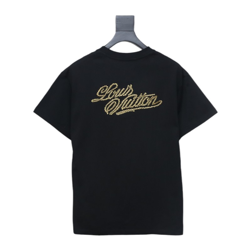 Louis Vuitton 25ss hemp rope knot embroidered short sleeves black
