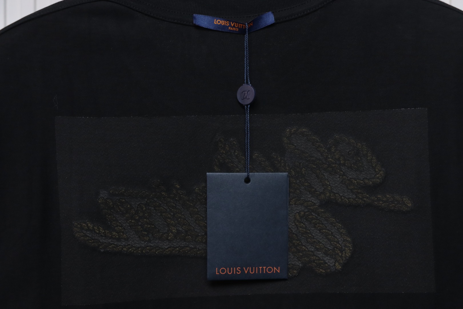 Louis Vuitton 25ss hemp rope knot embroidered short sleeves black