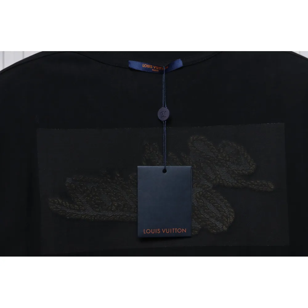 Louis Vuitton 25ss hemp rope knot embroidered short sleeves black