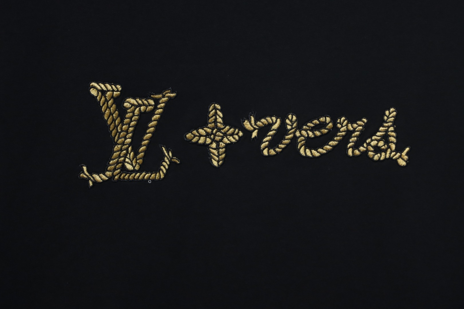 Louis Vuitton 25ss hemp rope knot embroidered short sleeves black