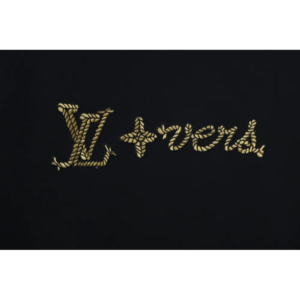 Louis Vuitton 25ss hemp rope knot embroidered short sleeves black