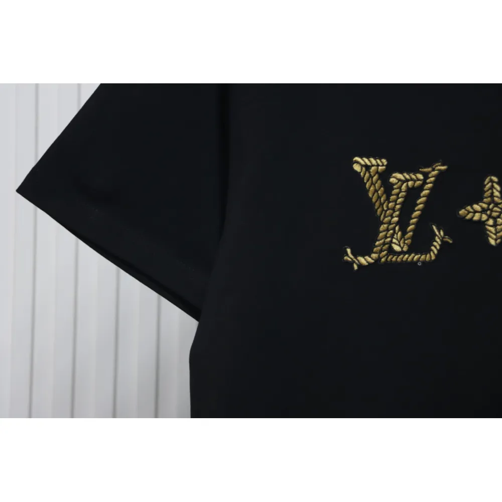 Louis Vuitton 25ss hemp rope knot embroidered short sleeves black
