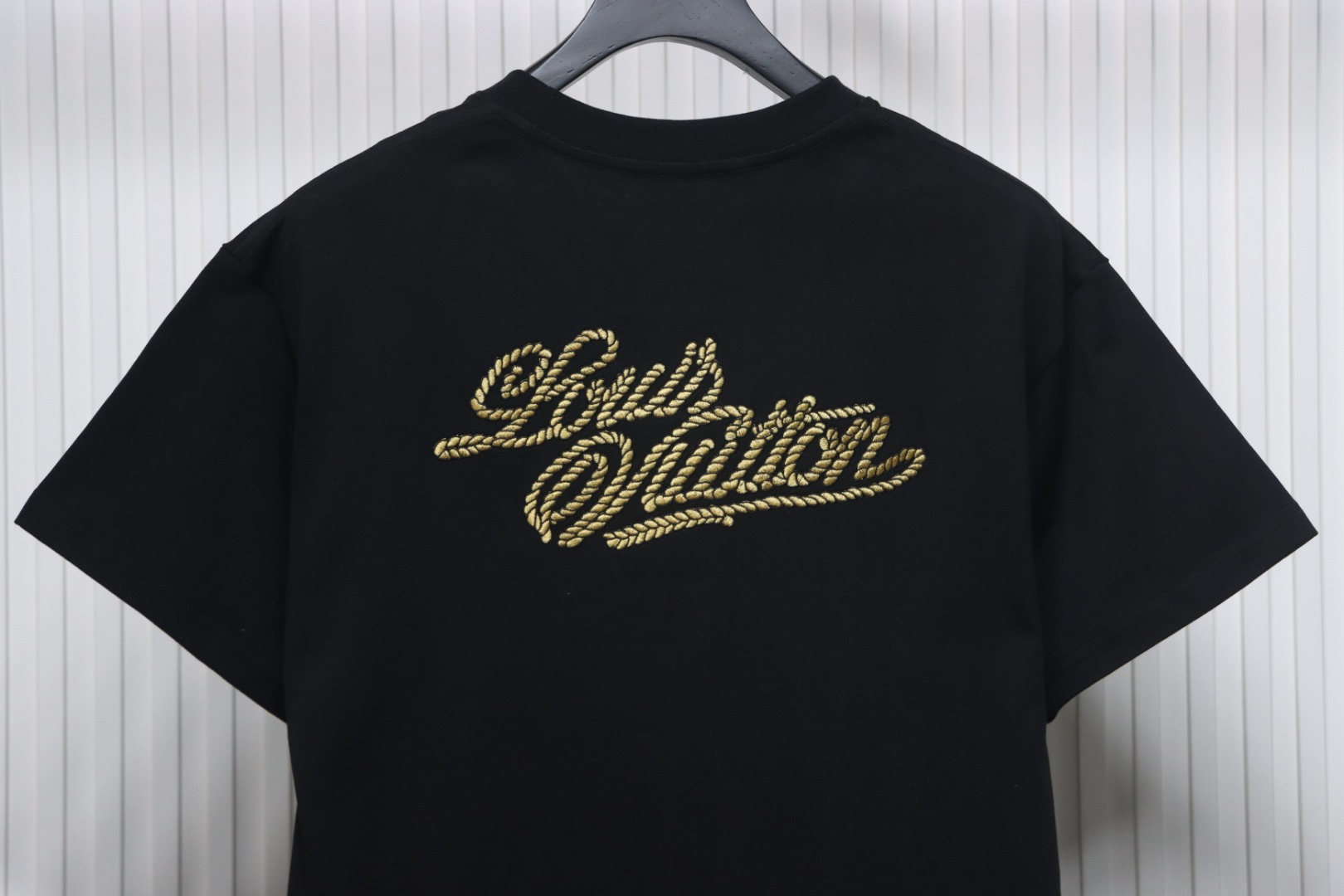 Louis Vuitton 25ss hemp rope knot embroidered short sleeves black