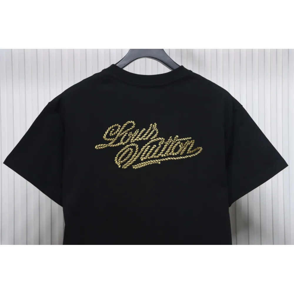 Louis Vuitton 25ss hemp rope knot embroidered short sleeves black
