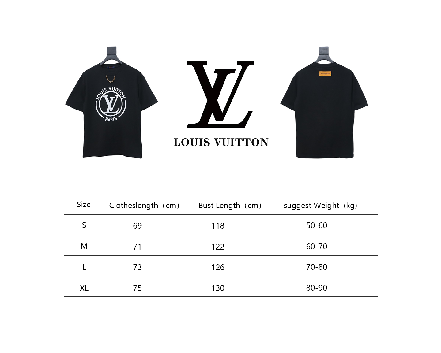 Louis Vuitton 25ss Lettering Printed Chain Short Sleeve Black