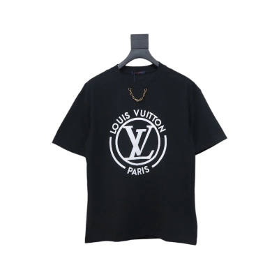 Louis Vuitton 25ss Lettering Printed Chain Short Sleeve Black 01