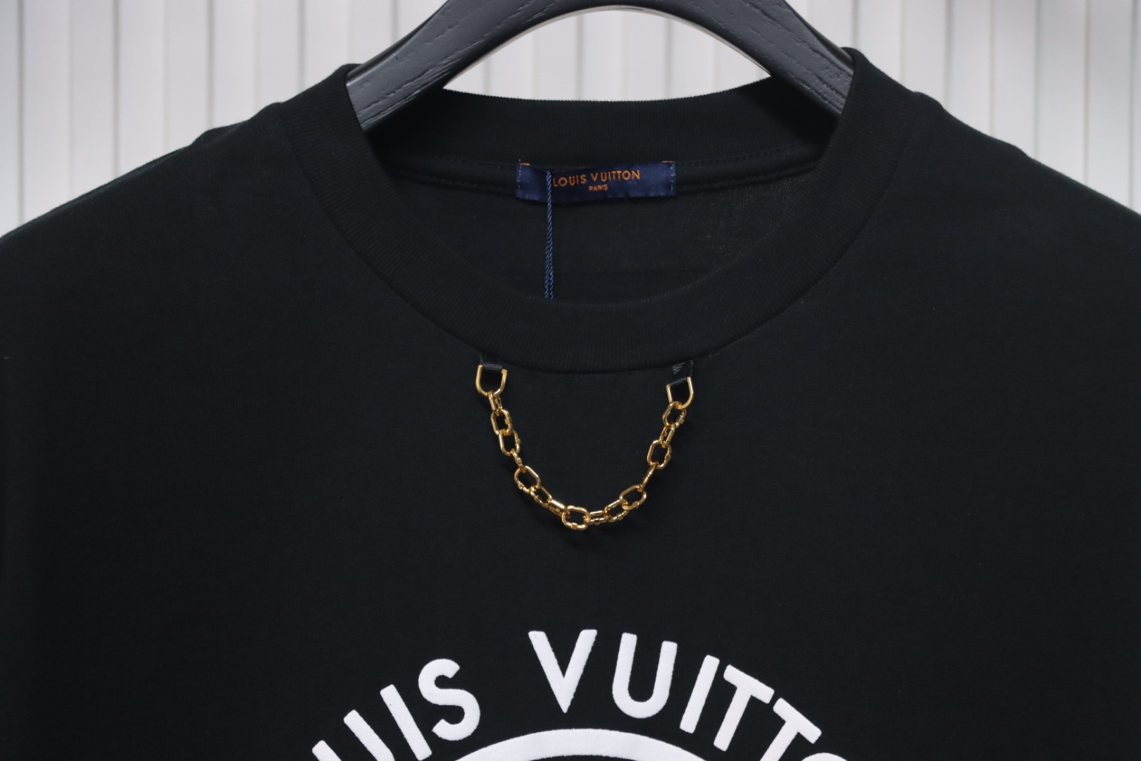 Louis Vuitton 25ss Lettering Printed Chain Short Sleeve Black