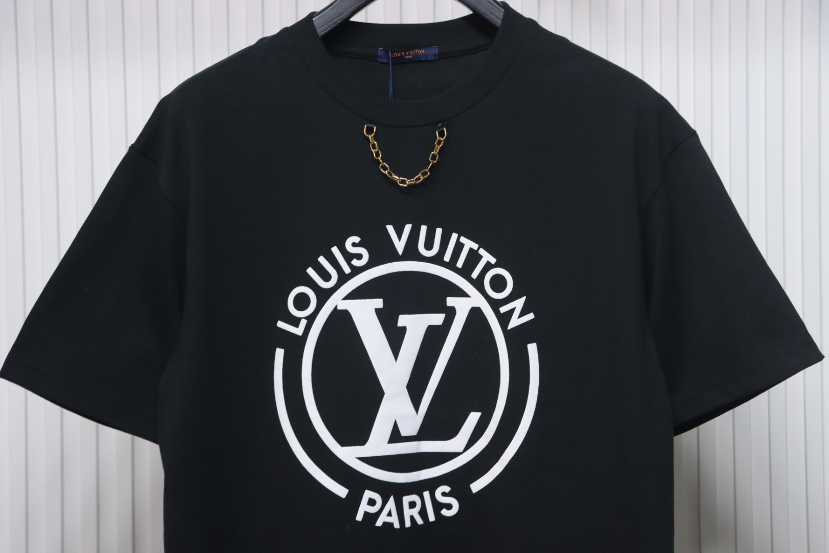 Louis Vuitton 25ss Lettering Printed Chain Short Sleeve Black