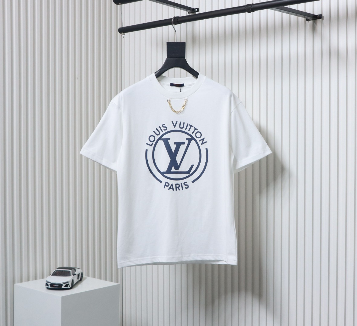 Louis Vuitton 25ss Lettering Printed Chain Short Sleeve White