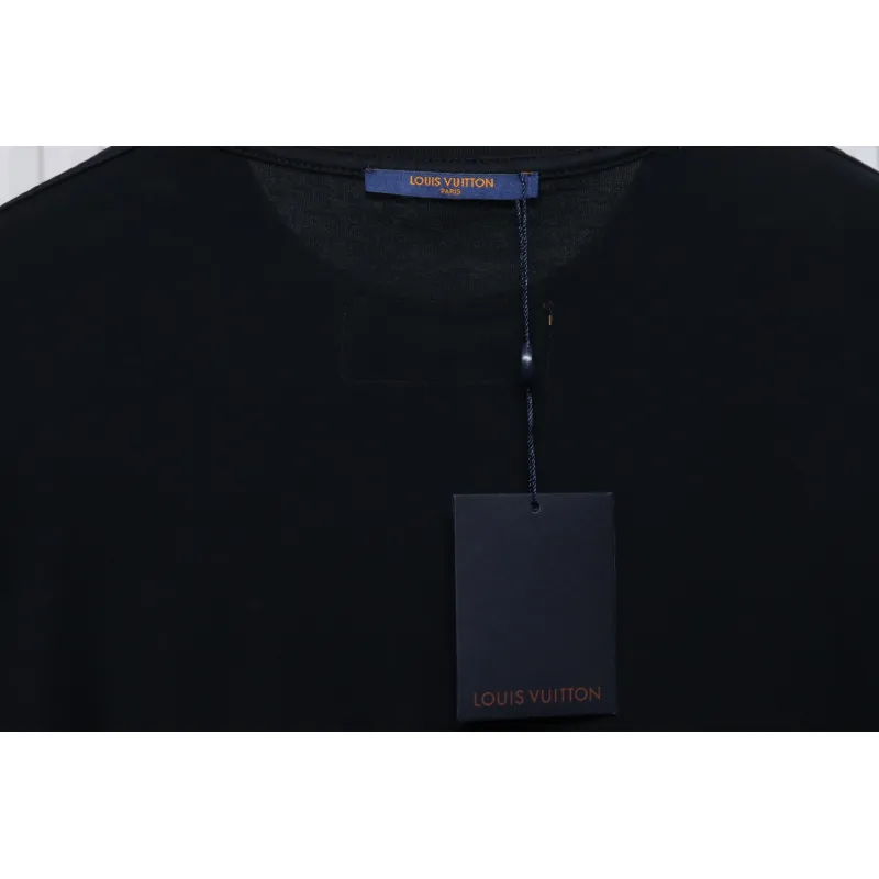 Louis Vuitton 25ss LV collar graffiti letter print large logo short sleeve T-shirt black