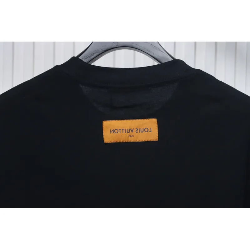 Louis Vuitton 25ss LV collar graffiti letter print large logo short sleeve T-shirt black