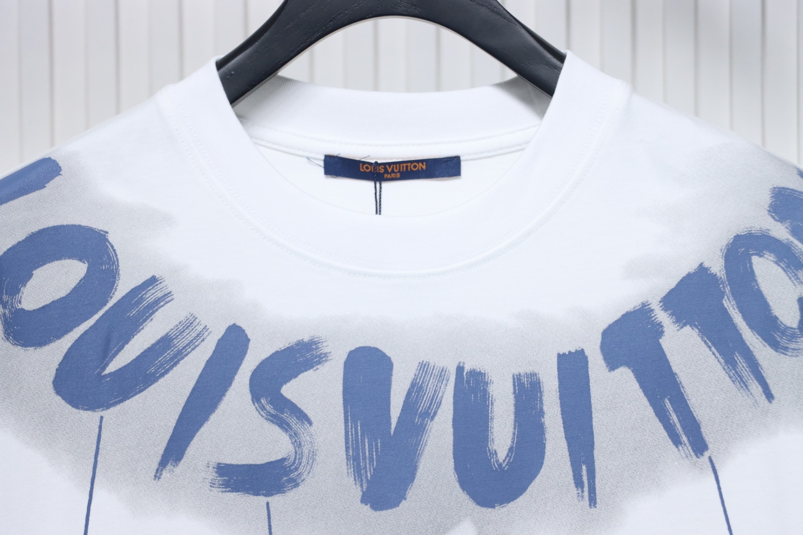 Louis Vuitton 25ss LV collar graffiti letter print large logo short sleeve T-shirt White