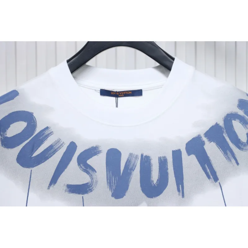 Louis Vuitton 25ss LV collar graffiti letter print large logo short sleeve T-shirt White