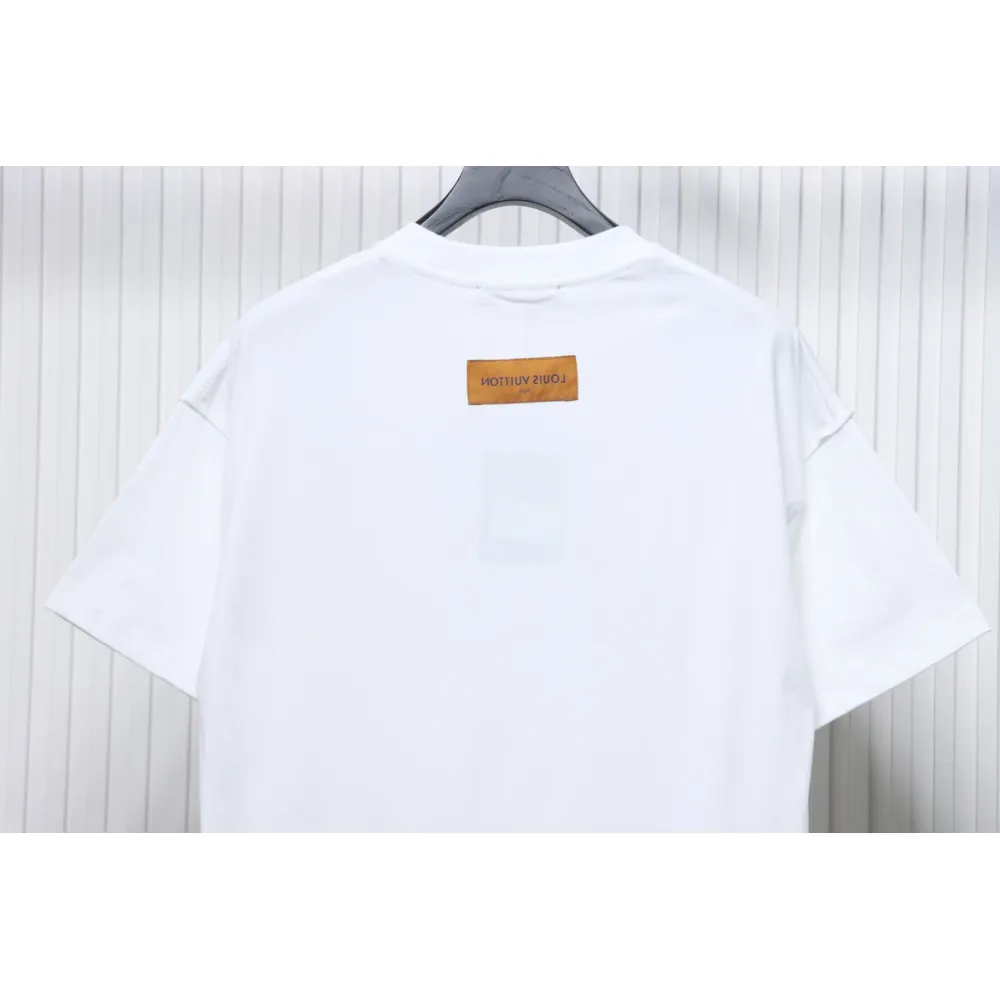 Louis Vuitton 25ss LV collar graffiti letter print large logo short sleeve T-shirt White
