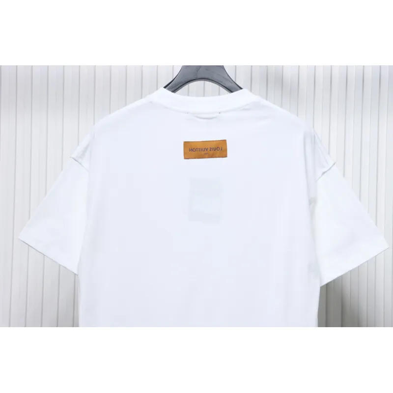 Louis Vuitton 25ss LV collar graffiti letter print large logo short sleeve T-shirt White