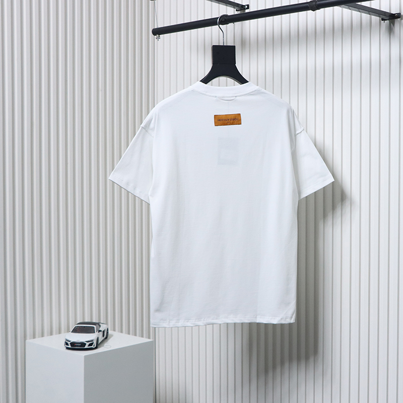 Louis Vuitton 25ss LV collar graffiti letter print large logo short sleeve T-shirt White