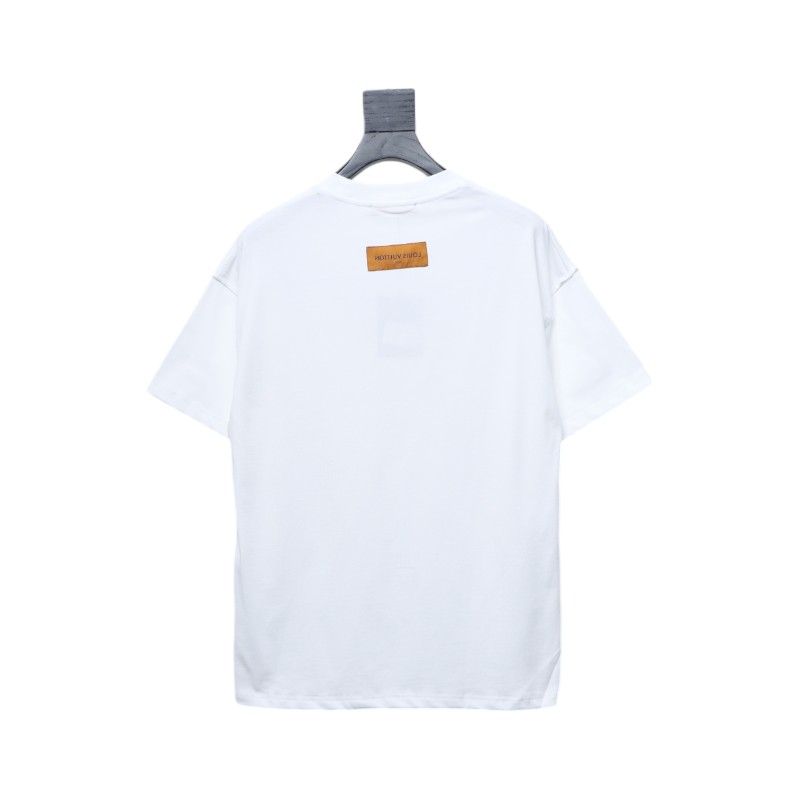 Louis Vuitton 25ss LV collar graffiti letter print large logo short sleeve T-shirt White