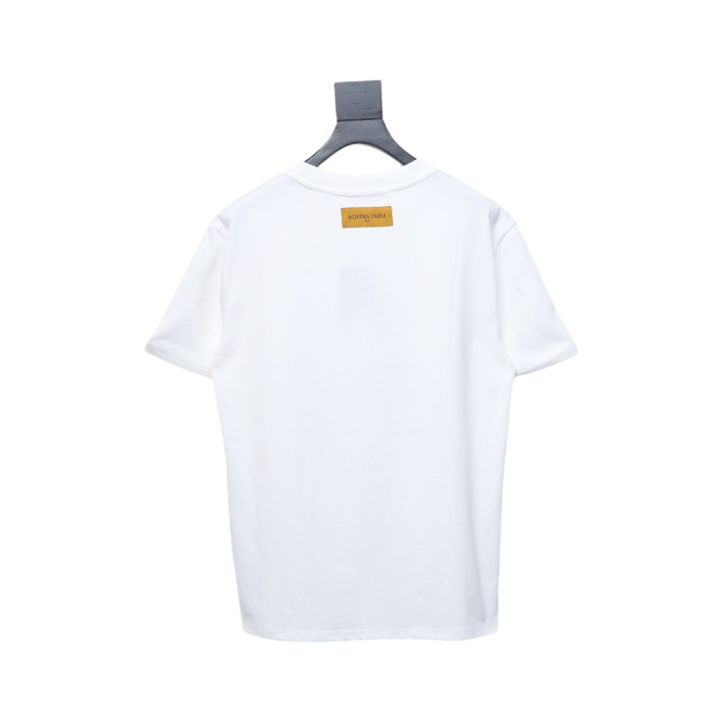 Louis Vuitton 25ss mottled letter print chain short sleeve white