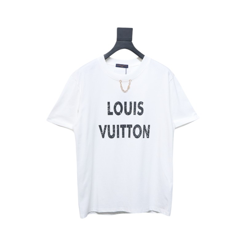 Louis Vuitton 25ss mottled letter print chain short sleeve white