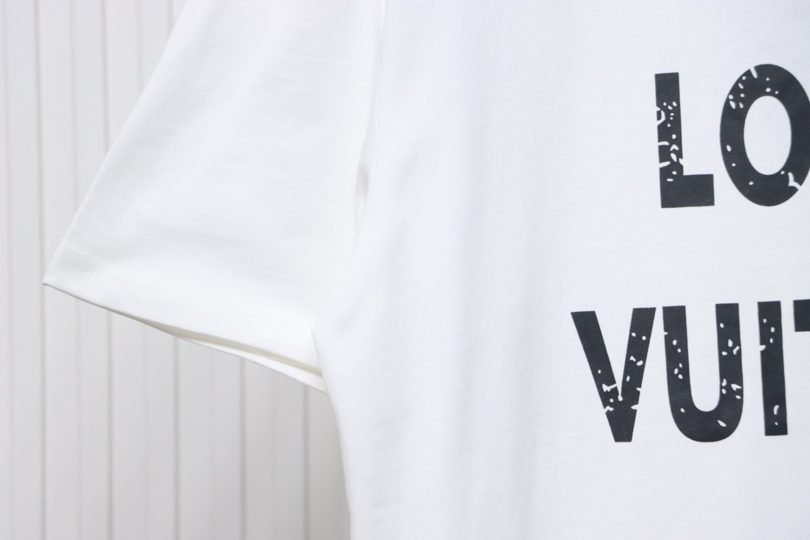 Louis Vuitton 25ss mottled letter print chain short sleeve white