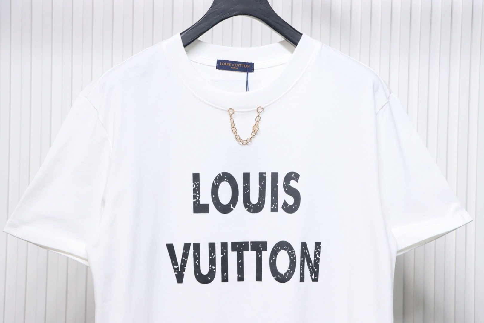 Louis Vuitton 25ss mottled letter print chain short sleeve white