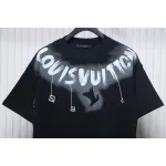 Louis Vuitton 25ss neckline graffiti letter print large logo short sleeve T-shirt black