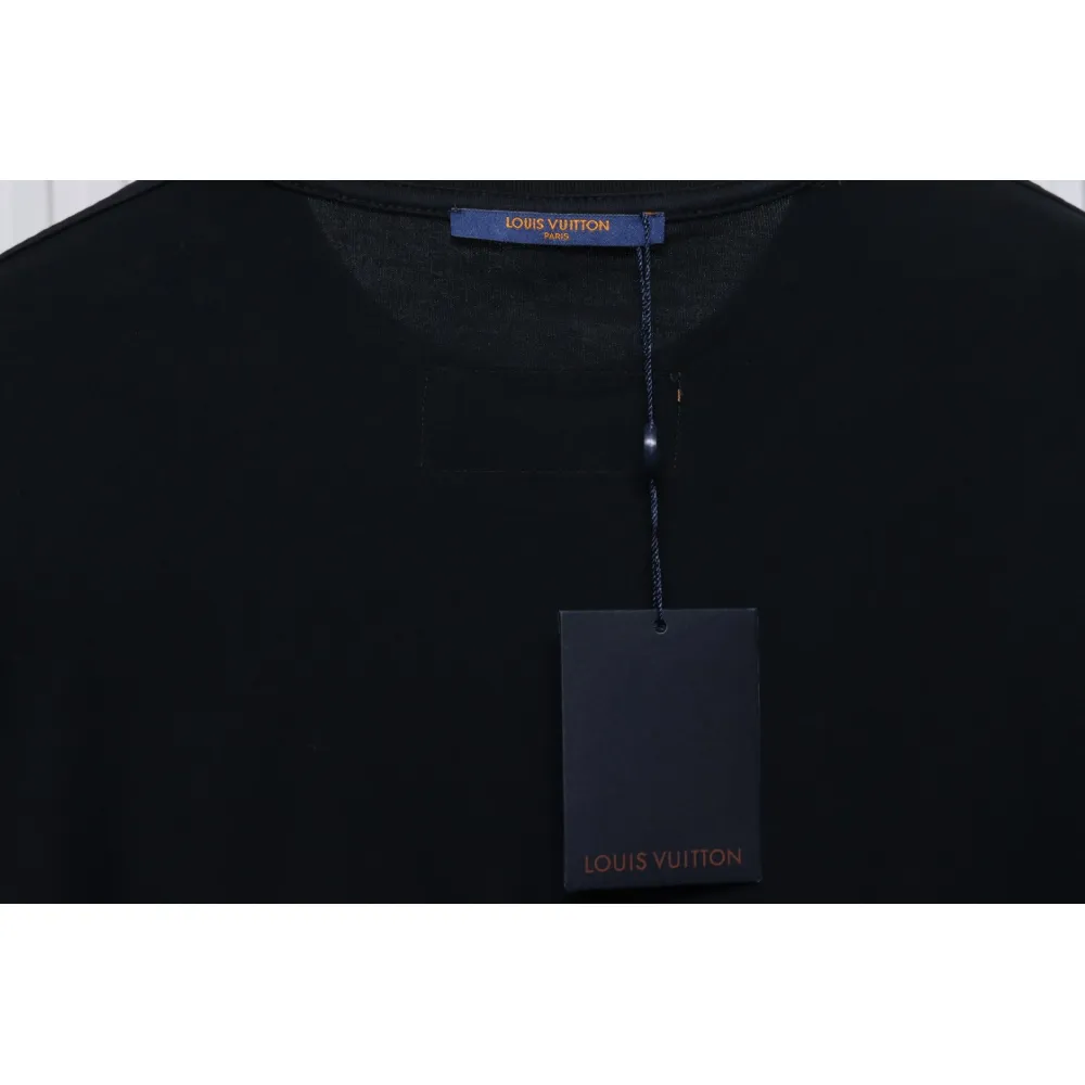 Louis Vuitton 25ss neckline graffiti letter print large logo short sleeve T-shirt black