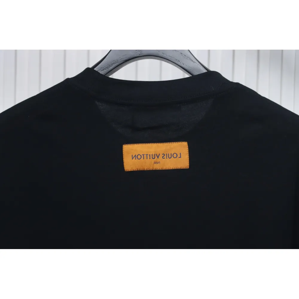 Louis Vuitton 25ss neckline graffiti letter print large logo short sleeve T-shirt black
