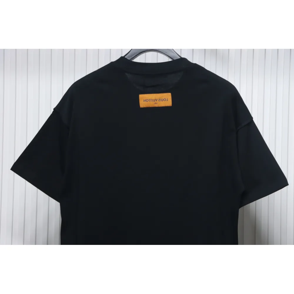 Louis Vuitton 25ss neckline graffiti letter print large logo short sleeve T-shirt black