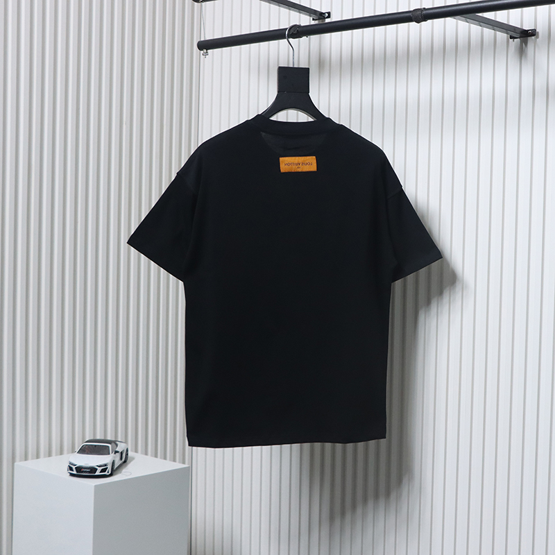 Louis Vuitton 25ss neckline graffiti letter print large logo short sleeve T-shirt black