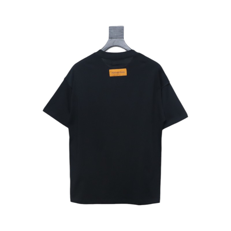 Louis Vuitton 25ss neckline graffiti letter print large logo short sleeve T-shirt black
