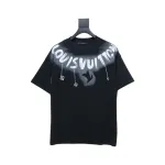 Louis Vuitton 25ss neckline graffiti letter print large logo short sleeve T-shirt black
